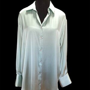 Zara Satin Look Green Blouse - Size M